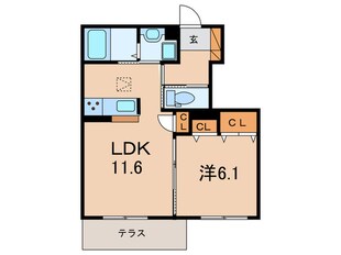 シャーメゾン金ヶ崎Ｂの物件間取画像